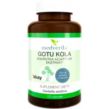 Medverita Gotu Kola ekstrakt Wąkrotka Azjatycka 120kaps - suplement diety 20% Azjakozydy