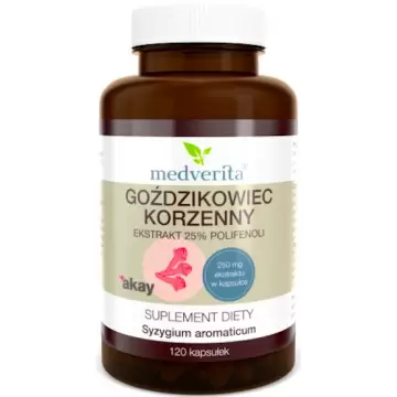 Medverita Goździkowiec korzenny 250mg ekstrakt polifenole 25% 120kaps - suplement diety Przeciwzapalnie Antybakteryjnie