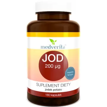 Medverita Jod Jodek potasu 200mcg 180kaps - suplement diety Lugola, Tarczyca