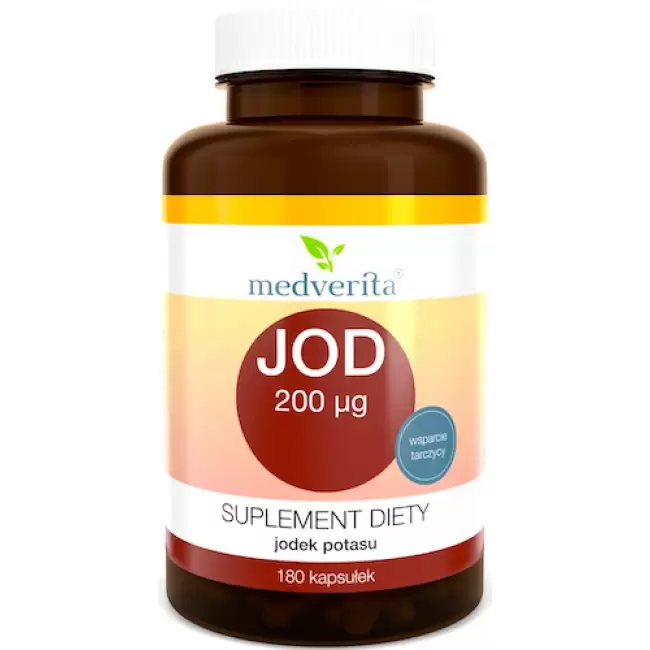 Medverita Jod Jodek potasu 200mcg 180kaps - suplement diety Lugola, Tarczyca