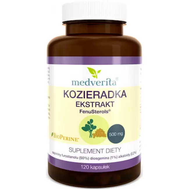 Medverita Kozieradka FenuSterols® Piperyna BioPerine® 120kaps - suplement diety Fenugreek Czarny Pieprz