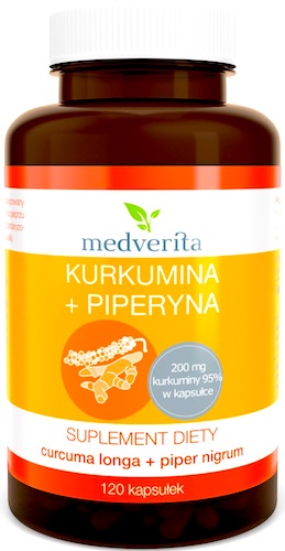 Medverita Kurkumina Piperyna 120kaps - suplement diety Curcumin Piperine