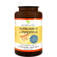 Medverita Kurkumina Piperyna standaryzowany kompleks 60kaps suplement diety Kurkuma Pieprz Układ pokarmowy