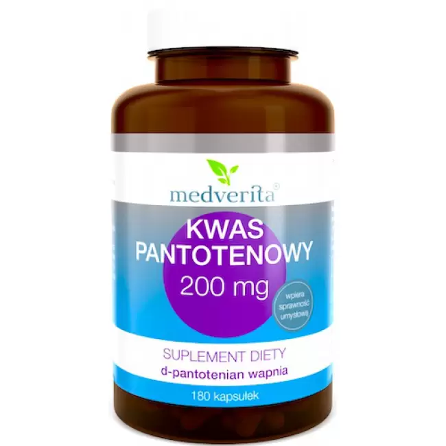 Medverita Kwas Pantotenowy 200mg 180kaps - suplement diety