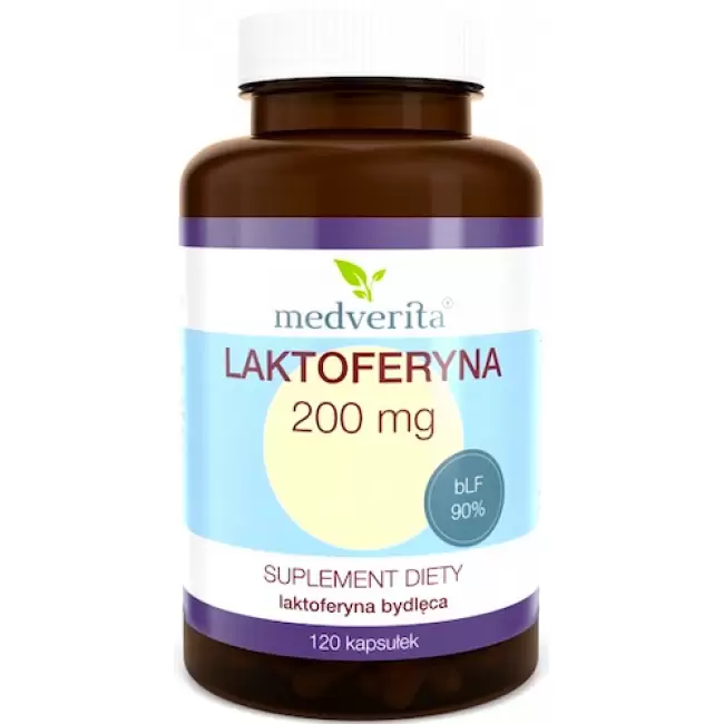 Medverita Laktoferyna forte 90% 200mg 120kaps bLF z mleka - suplement diety wołowa bydlęca