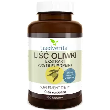 Medverita Liść oliwki ekstrakt 20% oleuropein 120kaps - suplement diety Odporność Opryszczka