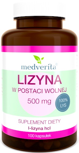 Medverita Lizyna HCL w postaci wolnej 500mg 100kaps - suplement diety