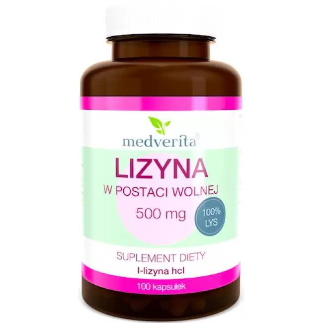 Medverita Lizyna HCL w postaci wolnej 500mg 100kaps - suplement diety