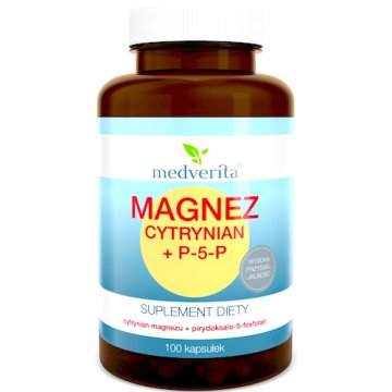 Medverita Magnez Cytrynian + Witamina B6 P-5-P 100kaps - suplement diety