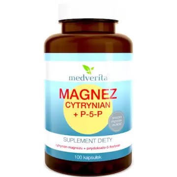 Medverita Magnez Cytrynian + Witamina B6 P-5-P 100kaps - suplement diety