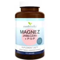 Medverita Magnez jabłczan + Witamina B6 P-5-P 100kaps - suplement diety