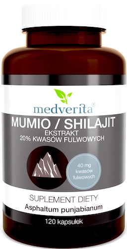 Medverita Mumio Shilajit ekstrakt 20% kwasów fulwowych 120kaps - suplement diety