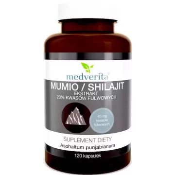 Medverita Mumio Shilajit ekstrakt 20% kwasów fulwowych 120kaps - suplement diety