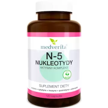 Medverita N-5 Nukleotydy aktywny kompleks 120kaps vege suplemnet diety Odporność Urydyna Cytyzyna Inozyna Guanozyna Adenozyna