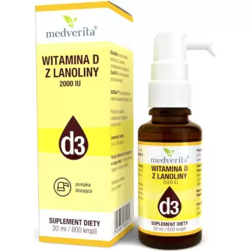 Medverita Naturalna Witamina D3 2000IU krople 30ml - suplement diety