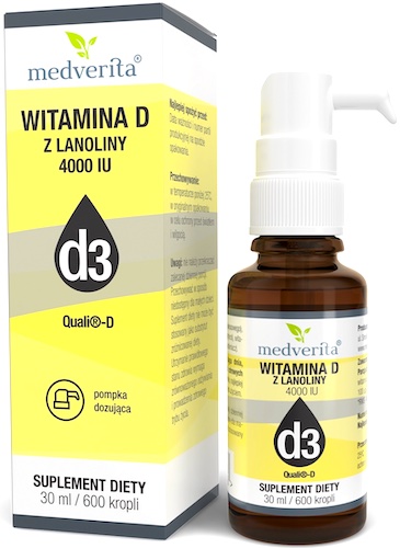 Medverita Naturalna Witamina D3 4000IU 30ml krople - suplement diety D-3 z lanoliny