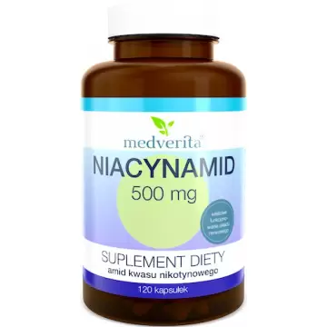 Medverita Niacynamid 500mg 100kaps Amid Kwasu Nikotynowego - suplement diety