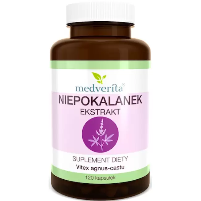 Medverita Niepokalanek ekstrakt Vitex 500mg 120kaps - suplement diety Menopauza
