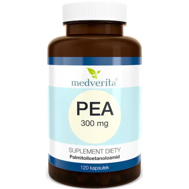 Medverita PEA palmitoiloetanoloamid 300mg 120kaps - suplement diety Pamięć Układ nerwowy Regeneracja Siła