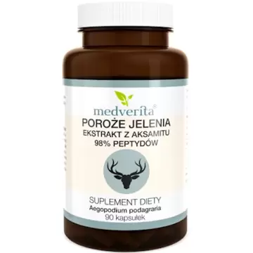 Medverita Poroże Jelenia ekstrakt z aksamitu 98% peptydy scypuł Deer Antler 90kaps - suplement diety Kolagen