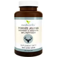 Medverita Poroże Jelenia ekstrakt z aksamitu 98% peptydy scypuł Deer Antler 180kaps - suplement diety Kolagen