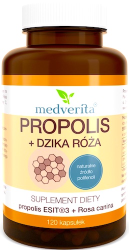 Medverita Propolis + Dzika Róża 120kaps Polifenole - suplement diety