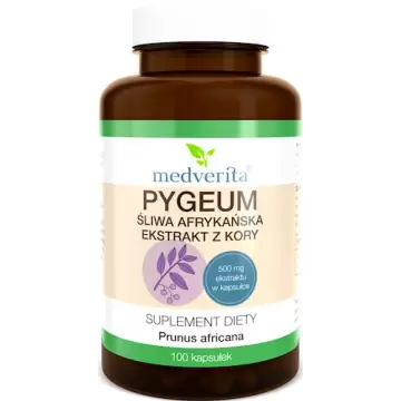 Medverita Pygeum Śliwa afrykańska ekstrakt z kory 500mg 100kaps - suplement diety Prostata Układ moczowy