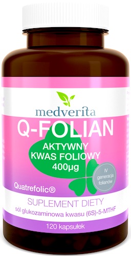 Medverita Q-Folian Quatrefolic kwas foliowy 400mcg 120kaps - suplement diety