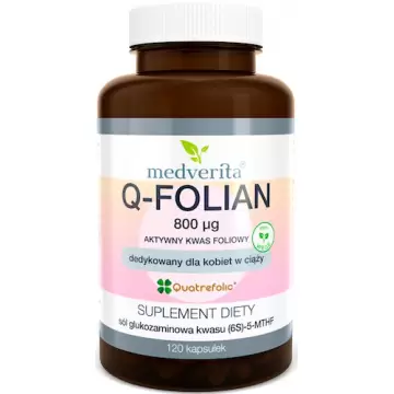 Medverita Q-folian Quatrefolic kwas foliowy 800mcg 120kaps vege - suplement diety ciąża