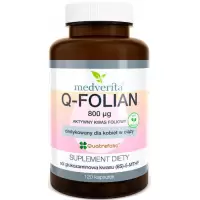 Medverita Q-folian Quatrefolic kwas foliowy 800mcg 120kaps vege - suplement diety ciąża
