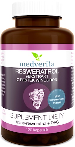 Medverita Resweratrol + ekstrakt z pestek winogron OPC 120kaps - suplement diety