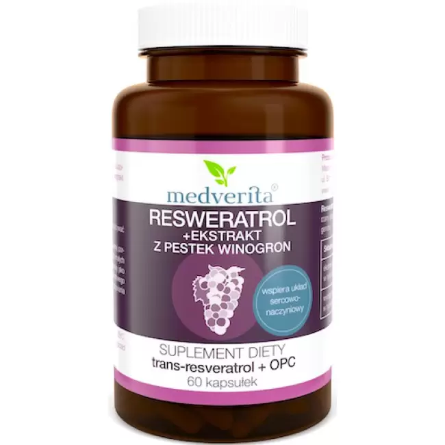 Medverita Resweratrol + ekstrakt z pestek winogron OPC 60kaps - suplement diety