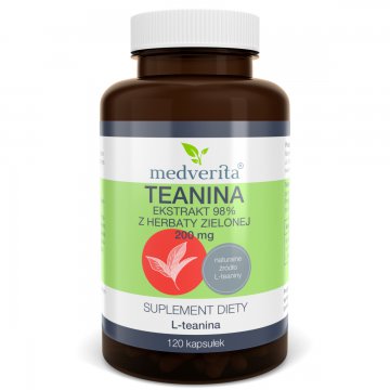 Medverita Teanina Ekstrakt 98% z herbaty zielonej 120kaps - suplement diety