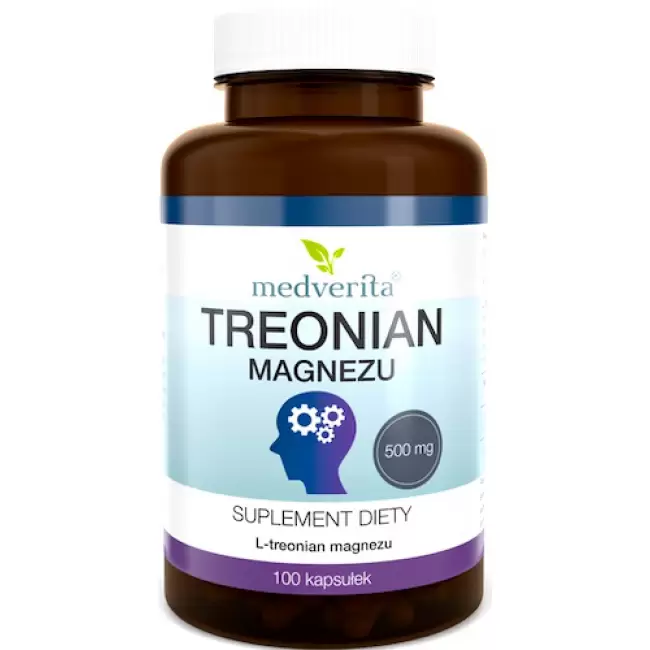 Medverita Treonian magnez 500mg 100kaps suplement diety Mózg