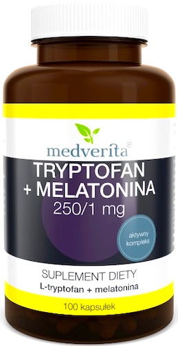Medverita Tryptofan 250mg + Melatonina 1mg 100kaps - suplement diety