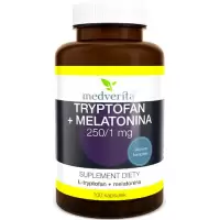 Medverita Tryptofan 250mg + Melatonina 1mg 100kaps - suplement diety Zdrowy Sen Jet Lag