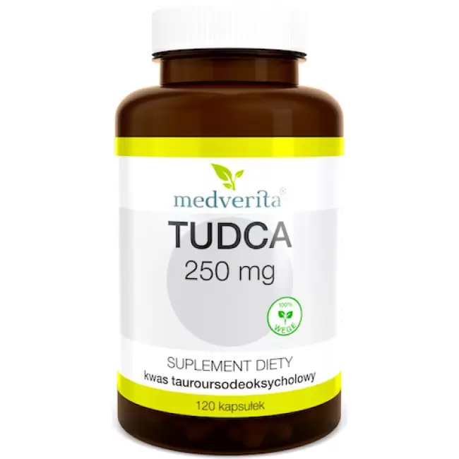 Medverita TUDCA 250mg 120kaps vege suplement diety Kwas tauroursodeoksycholowy Wątroba Sól żółciowa