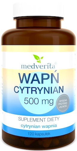 Medverita Wapń Cytrynian 500mg 120kaps - suplement diety