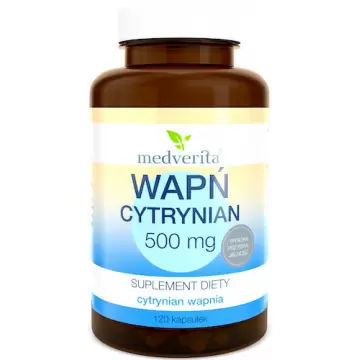 Medverita Wapń Cytrynian 500mg 120kaps - suplement diety