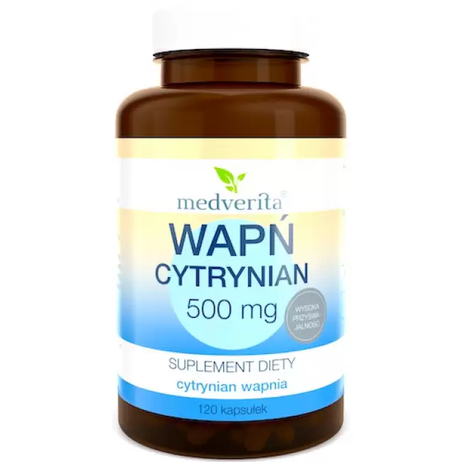 Medverita Wapń Cytrynian 500mg 120kaps - suplement diety