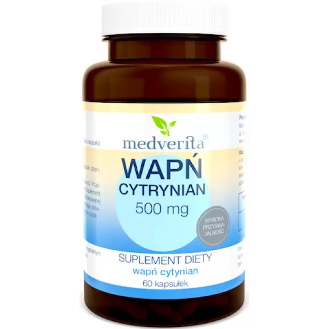 Medverita Wapń Cytrynian 500mg 60kaps - suplement diety