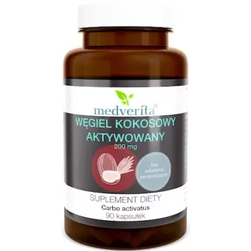 Medverita Węgiel kokosowy aktywowany 200mg 90kaps - suplement diety