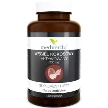 Medverita Węgiel kokosowy aktywowany 200mg 120kaps - suplement diety Trawienie Jelita
