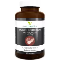 Medverita Węgiel kokosowy aktywowany 200mg 120kaps - suplement diety Trawienie Jelita