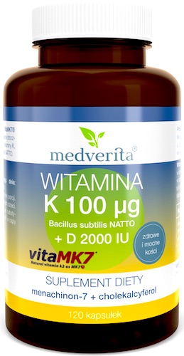 Medverita Witamina K2 100mcg + D3 2000IU 120kaps - suplement diety