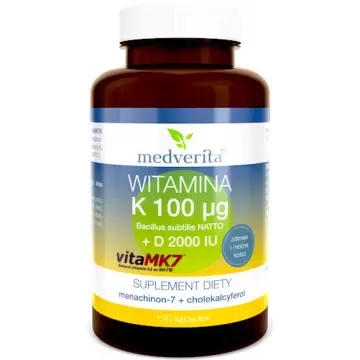 Medverita Witamina K2 100mcg + D3 2000IU 120kaps - suplement diety