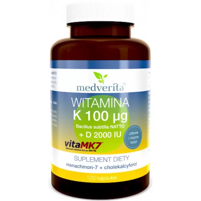 Medverita Witamina K2 100mcg + D3 2000IU 120kaps - suplement diety