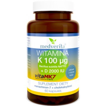 Medverita Witamina K2 100mcg + D3 2000IU 60kaps - suplement diety
