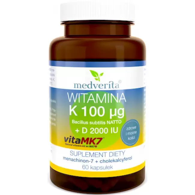 Medverita Witamina K2 100mcg + D3 2000IU 60kaps - suplement diety