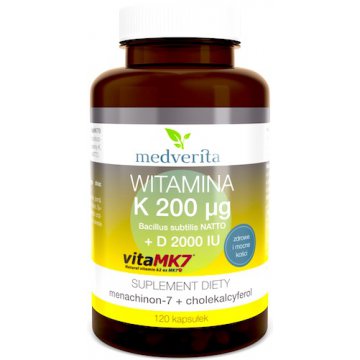 Medverita Witamina K2 200mcg + D3 2000IU 120kaps - suplement diety k-2 d-3